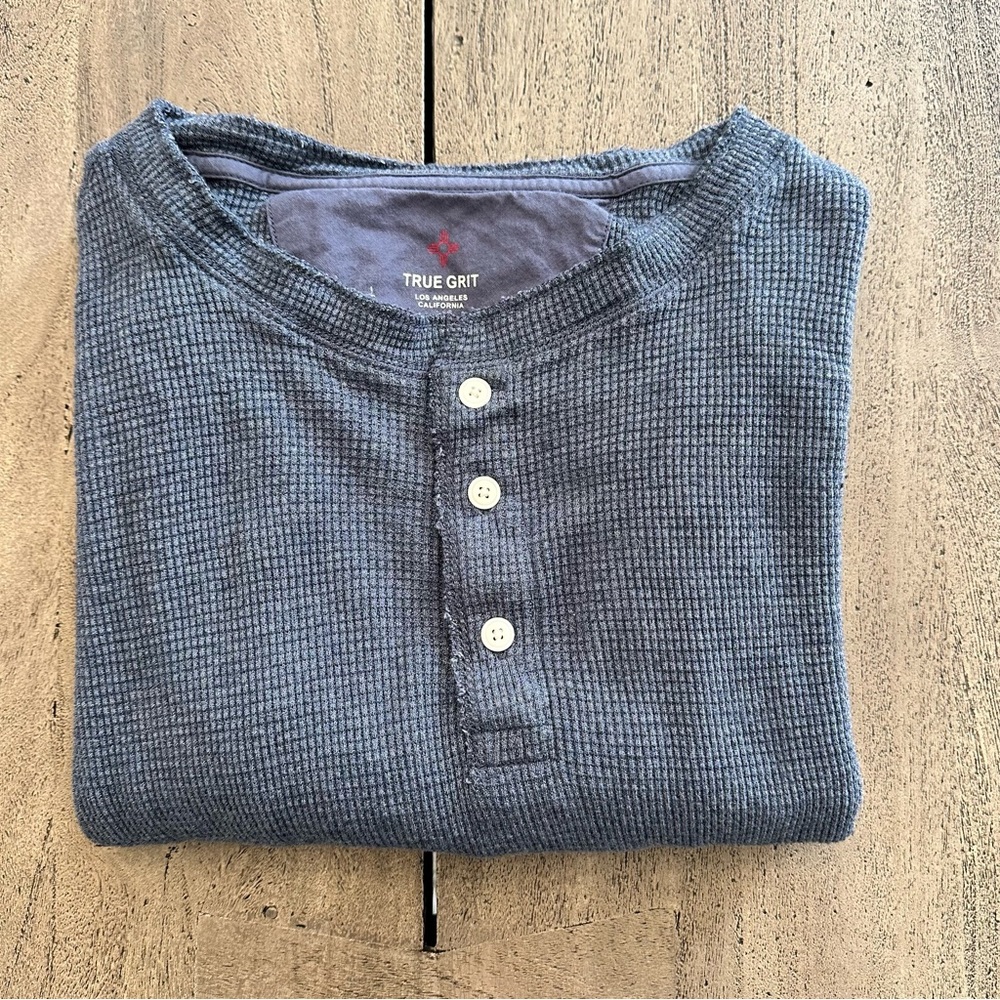True Grit Softest Cotton Model Melange
Slub Waffle Long Sleeve Henley